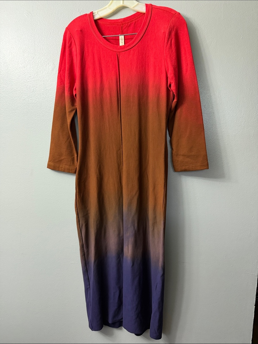 raquel allegra dress Multi Body Con 3/4 Sleeve Stretch raw hem small